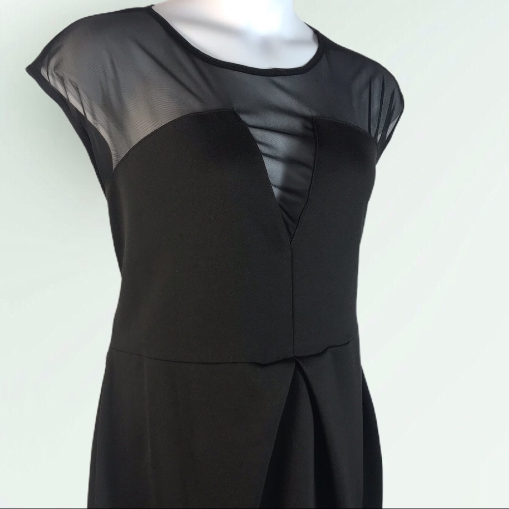 ASOS Inspire LBD Black Mesh Bodice Dress Sz 24 - Picture 4 of 6